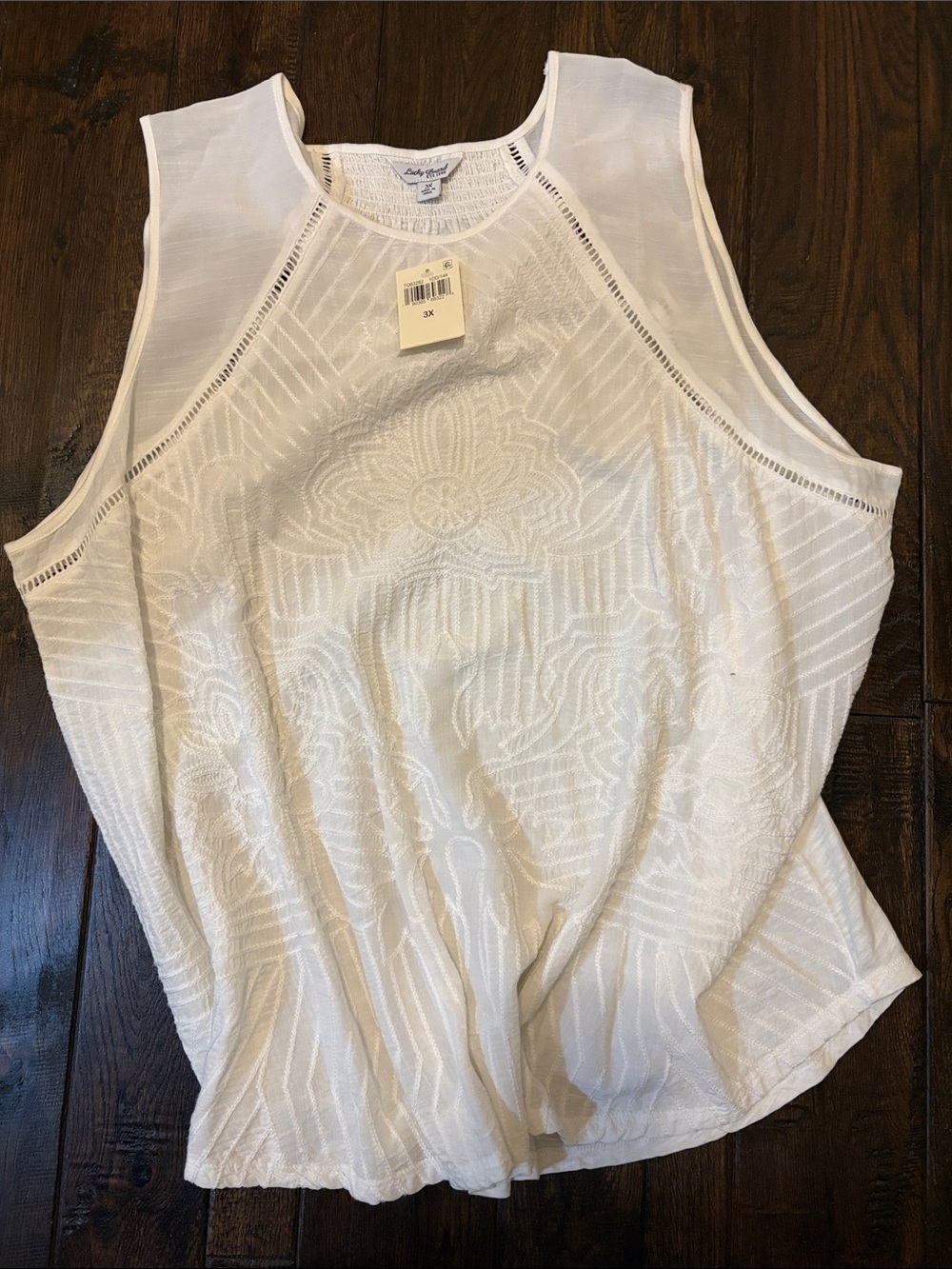 Lucky Brand Ivory Embroidered Sleeveless Tank